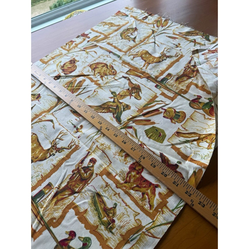 Honeymor Vintage Cotton Hunting Print Fabric Lot 2 pcs 1 yd 39x44 & 38x44